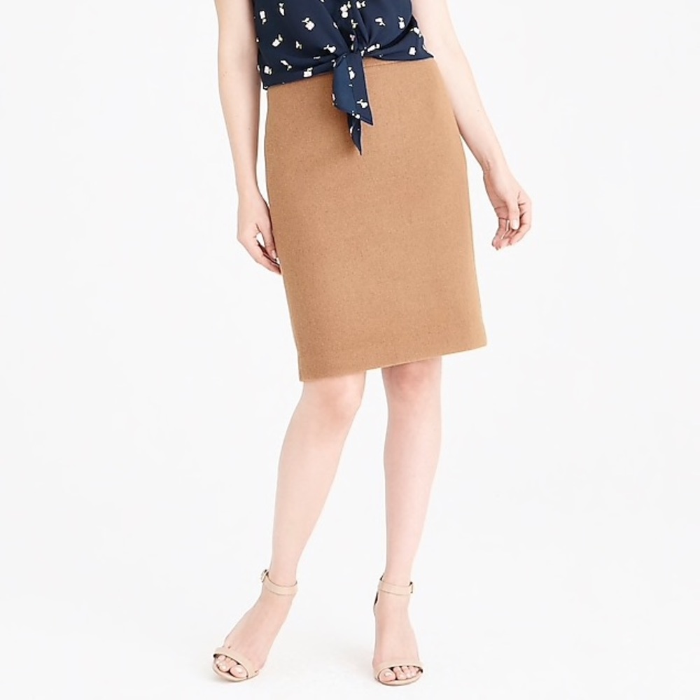 Tan J.Crew pencil skirt in double serge wool - 10